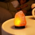 thumbnail image 4 of Himalayan Salt Lamp LED Night Light with Base Bedside Night Light Classic Table Light Home Bedroom Decoration (Square Stone Color), 4 of 7