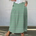 thumbnail image 2 of Beugl women's Skirts Clearance, Women's Casual Loose and Fashion Striped Print Beach Long Skirt with Pocket, Skirts for Women Trendy Summer Green M, 2 of 5