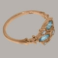 thumbnail image 4 of LBG British Made 9k Rose Gold Womens Ring Natural Diamond & Blue Topaz Statement Ring - 33 size options - Size 7.5, 4 of 6