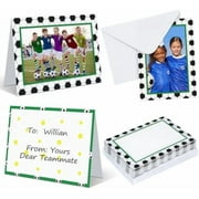 12 Set Soccer Photo Frame Cards with Envelopes 4 x 6 Inch Soccer Thank You Cards with Envelopes Soccer Paper Picture Frame for Photo Insert Sports Ball Greeting Cards for Coach Team Gift$$Office