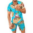 thumbnail image 1 of Conjunto de ropa de playa hawaiana para hombre Conjunto de 2 piezas de camisa bohemia de verano y pantalones cortos Pompotops  oipoqjl51255, 1 of 1