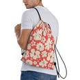 thumbnail image 3 of Kdxio Beige Flowers Print Drawstring Backpack Bag,Waterproof Draw String Back Sack, Gym Drawstring Bags Swim Bag For Unisex, 3 of 9