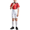 thumbnail image 2 of Pretxorve Kids Boys Short Sleeve Set Solid Collared Shirt Top Lace Suspender Pants Performance Outfits 3-18Y, 2 of 4