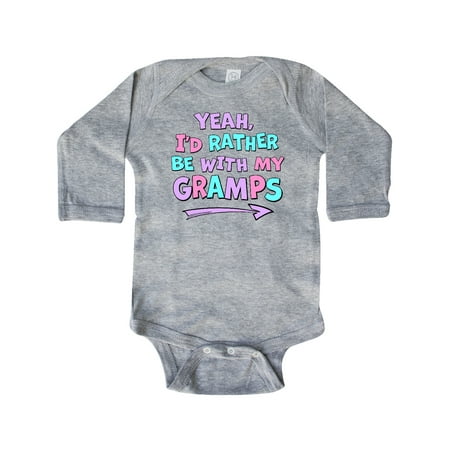 

Inktastic Yeah I d Rather be with My Gramps in Pink Blue and Purple Gift Baby Boy or Baby Girl Long Sleeve Bodysuit