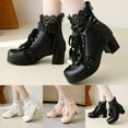 thumbnail image 2 of Mepaouo Platform Boots for Women Goth Bead Lace Lolita Dress Shoes Zipper Ankle Booties, 2 of 8