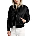 thumbnail image 2 of Yynuda Womens Classic Solid Biker Zip Up Crop Bomber Jacket Coat, 2 of 2