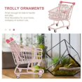 thumbnail image 3 of 1Pcs Mini Shopping Cart Storage Basket for Hamper Use Pink Iron Trolly, 3 of 5