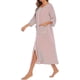 thumbnail image 4 of Women's cotton blend zip-up bathrobe with pockets, striped dressing gown, all-season home wear, 4 of 5
