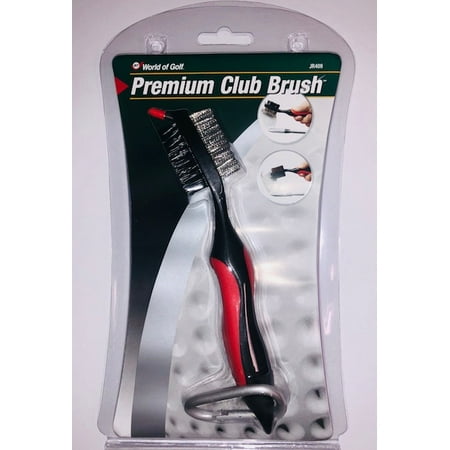 Premium Golf Club Brush RED -attaches to belt loop or golf bag,