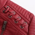thumbnail image 4 of Chaqueta Mujer Biker Bolsillos PU Tallas grandes Moto Coat Traje de calle Kuymtek Rojo T S para Mujer, 4 of 9