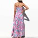 thumbnail image 4 of Vestido largo con estampado floral para mujer, vestido largo con estampado floral sin tirantes y hombros descubiertos para mujer, vestido floral sin tirant, 4 of 6