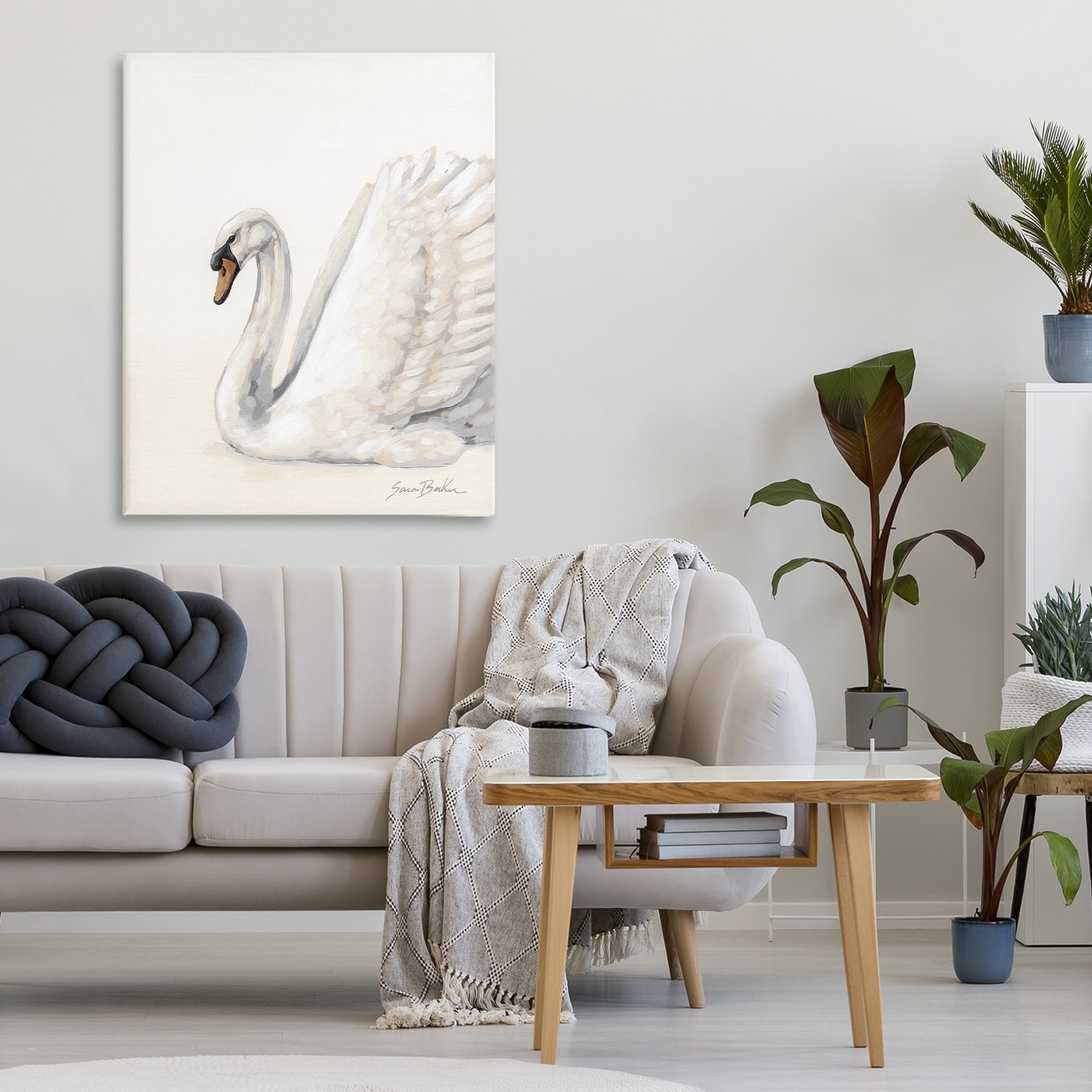 Stupell Industries White Swan in Repose Canvas Wall Art, design by Sara Baker