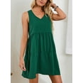 thumbnail image 3 of LELINTA Women Summer Beach Sundress Sleeveless Tank Dress V Neck Vest T-shirt Dress Casual Loose Flowy Swing Shift Dresses, Black/ Green/ Navy Blue/ Wine Red/ Caramel, S-2XL, 3 of 5