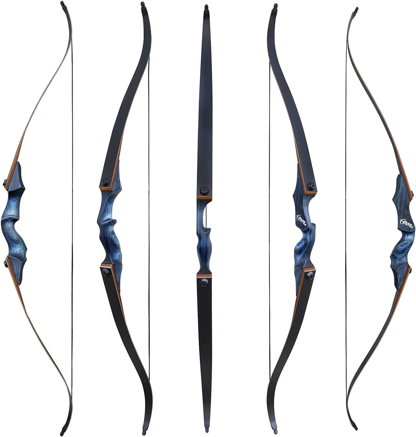 Black Hunter Original Takedown Recurve Bows for Adults Archery Recurve Bow Set 60" 20-60 lbs Right Hand for Outdoor Targets Practice Hunting Training Competition