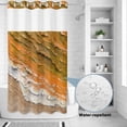 thumbnail image 4 of No Hook Shower Curtain with Built-in Rings - Beach Sea Wave Washable Waterproof Fabric Bathroom Curtains for Hotel,Rentals, Stall 36 X 78 Inch , Coastal Ocean Orange, 4 of 9