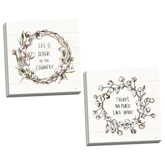 Gango Home Decor Cottage Country Life VI & Country Life VII by Anne Tavoletti (Ready to Hang); Two 12x12in Hand-Stretched Canvases