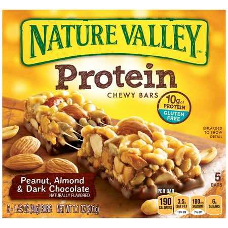 NATURE VALLEY arachide, amandes et chocolat noir Protéines 5 x Chewy Barres 1,42 oz (7,1 oz)