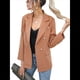 thumbnail image 3 of Chaqueta Blazer para Mujer, Informal, de Negocios, con Frente Abierto, Solapa, Elegante Abrigo con Bolsillos Caqui M, 3 of 8