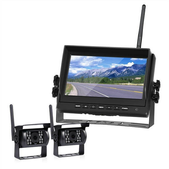 Wireless Car Monitor IR Rear View Camera Truck Parking Reverse Backup Camera 12-24V TFT LCD Car Screen ,Easy Installation& Fit All Vehicles