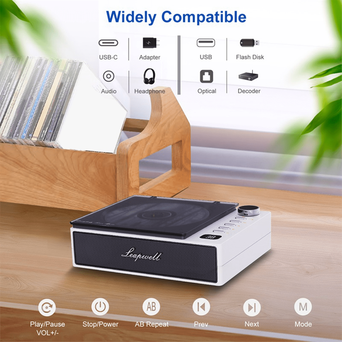Portable Cd Player Wireless Bluetooth Speakers FM Radio Music Album Player Home CD Machine English AB Repeater