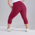 thumbnail image 5 of Butt Lifting Capri Leggings for Women Plus Size Booty Lift Compression Stretchy Yoga Pants Tummy Control Mid Rise Snow Leggings with Pockets Wine XL, 5 of 6