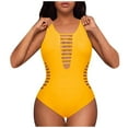 thumbnail image 1 of Bathing Suit For Women- "Women's Chic Neck Swimsuit Color Straps Open Back Triangle Design", Bikini Femme, 1 of 5