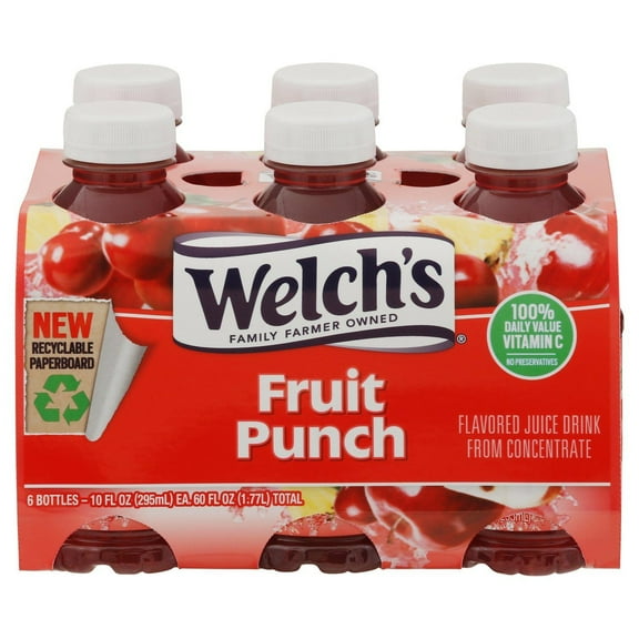 Welch's Fruit Punch Juice Drink 10 oz Bottles - 6 pk (Pack of 2)