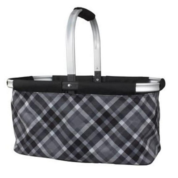 Camp Casual CC010GPB Plaid Folding Picnic Basket, Gray