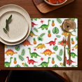 thumbnail image 5 of White Cartoon Dinosaurs Pineapples Pattern Summer Placemats Table Placemats Set Of 4-Linen Kitchen Washable Placemats Table Mats 11.8"x17.7" Non-Slip Heat Resistant, 5 of 6