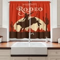 thumbnail image 2 of Ambesonne Vintage Kitchen Curtains, Rodeo Cowboy Rides Bull, 55"x39", Orange Brown, 2 of 3