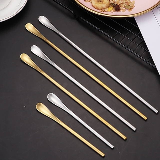 KONTONTY 4 Pcs Cuillère à Café Argentée Réutilisable en Acier Inoxydable 304 pour Usage Domestique et Amis