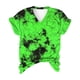 thumbnail image 4 of Puntoco Mujer Tie-Dye Cuello en V Túnica tops Crack Color Print Loose Manga corta tops Blusa Puntoco Puntoco-9114, 4 of 4