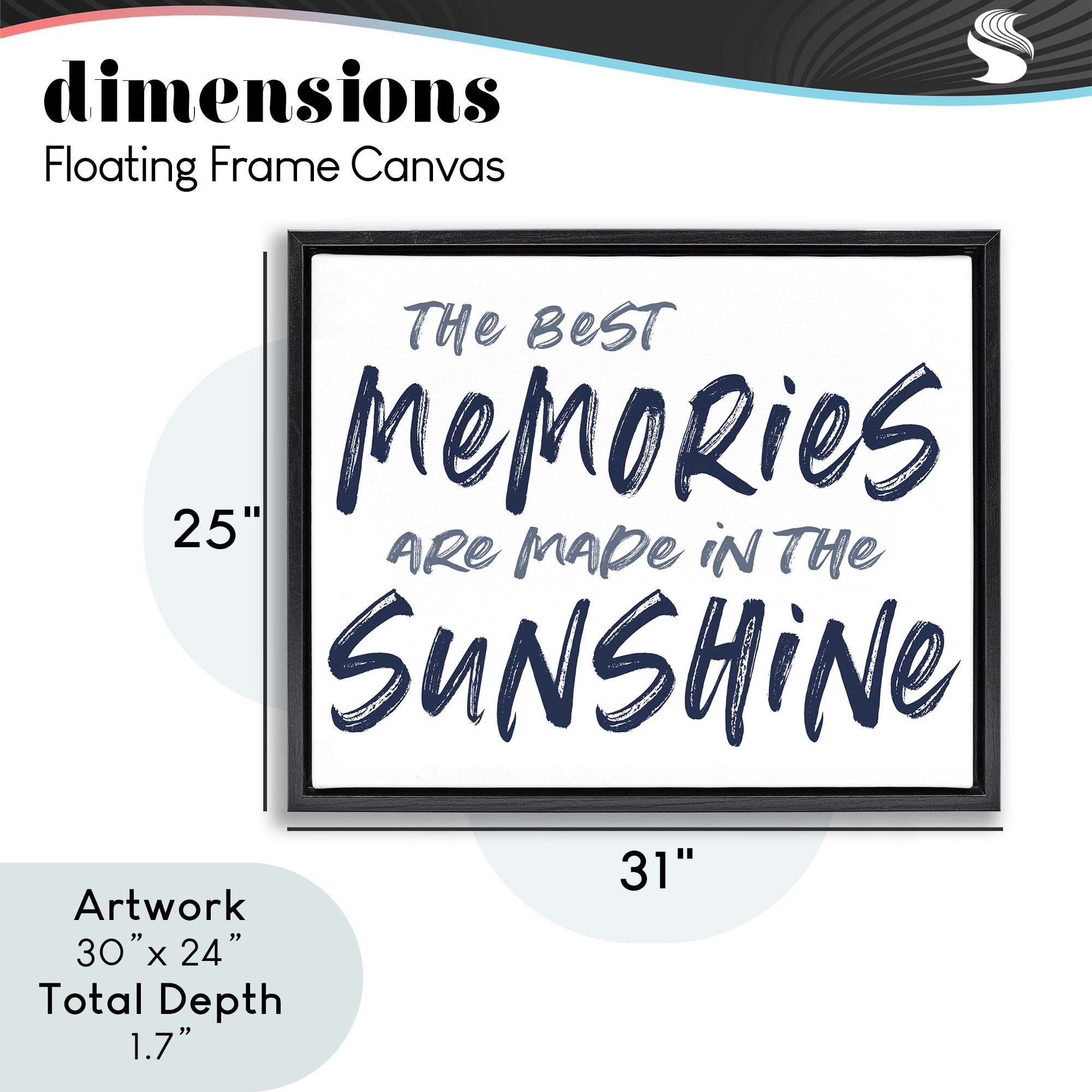 Memories Made In Sunshine Black Framed Floater Canvas Wall Art, design by Lettered and Lined