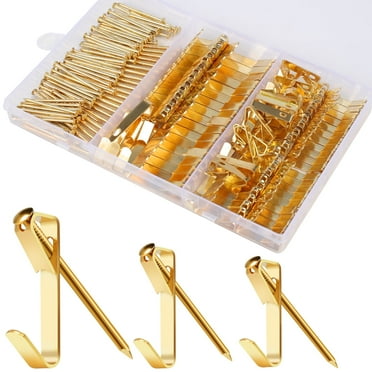 Guirnd 184 Pieces Picture Hanging Kit,20lb,30lb and 50lb picture hangers ,metal picture hanging hooks with nails ，for Drywall, Wooden Wall(Gold)