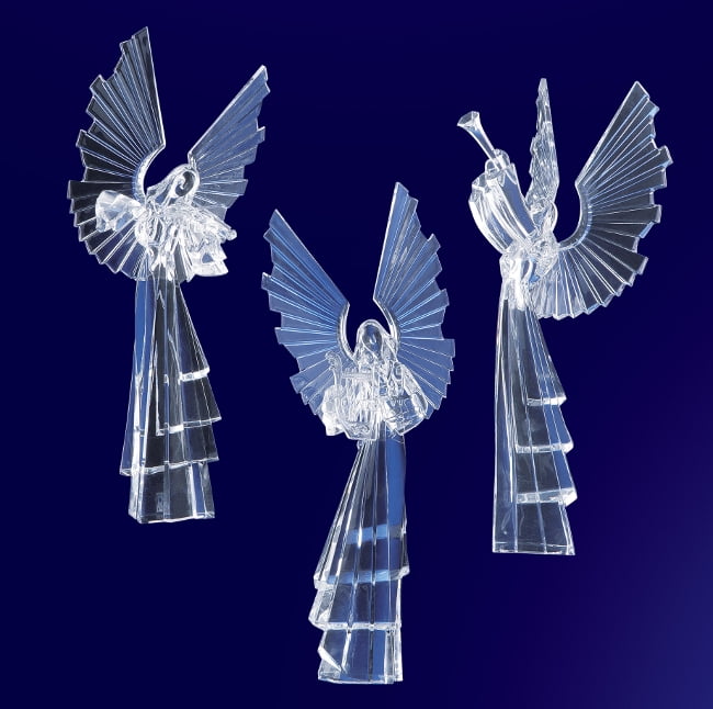 Set of 6 Clear Icy Religious Instrument Playing Angel Figurines 10
