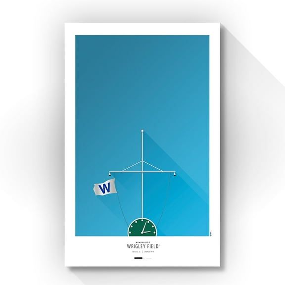 Chicago Cubs 11" x 17" Minimalist Wrigley Field Win Flag Art Poster