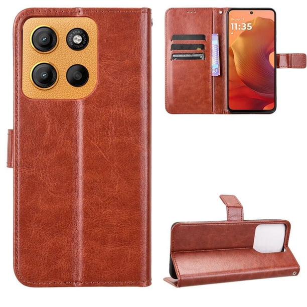 Funda tipo libro para Motorola Moto G17, cartera todo‑en‑uno, funda multifuncional con tarjetero y correa de muñeca desmontable