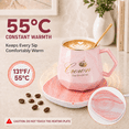 thumbnail image 2 of TTDEKGH Coffee Mug Warmer Set, 131°f Constant Temperature Heated Cup with Lid, Spoon and Electric Warming Plate, 13.5 Fl Oz Beverage Warmer Gift Set for Coffee, Tea and Milk, 2 of 7