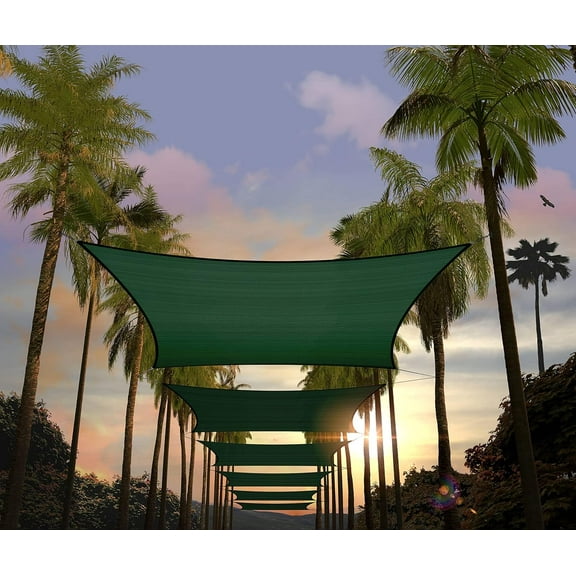 Amgo Custom Size 6' x 7' Green Rectangle Square Sun Shade Sail UPF50+ AGTAPR0810, Order To Make Canopy Awning, 95% UV Blockage, Water & Air Permeable, Commercial and Residential (We Customize)