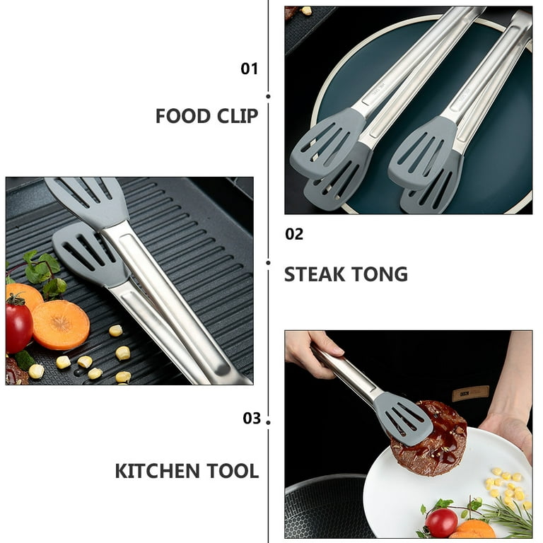 1pc Stainless Steel Food Tongs, Multi-functional Kitchen Tool For