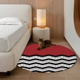 thumbnail image 3 of Round Area Rug 4ft, Abstract Geometric Waves Stripe Non-Slip Non-Shedding Floor Mat, Simple Red Stripes Washable Sturdy Carpet for Living Room Bedroom Home Decor, 3 of 9