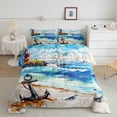 thumbnail image 1 of Erosebridal Nautical Sailing Bedding Queen Comforter Set, Coastal Sea Down Comforter, Retro Anchor Compass Decor, Microfiber, 1 of 8