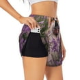 thumbnail image 2 of Disketp Dog in Lavender Flowers Print Women's Shorts Workout Shorts for Athletic Gym Running Shorts with Phone Pockets XX-Large, 2 of 8