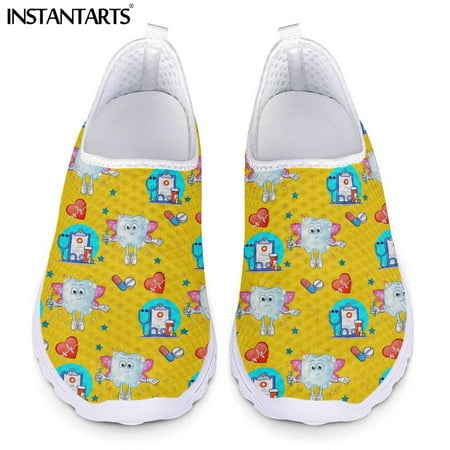 

Cute Teeth Pattern Running Flat Shoes for Women Light Slip On Mesh Sneakers Female Casual Beach Loafers Zapatillas