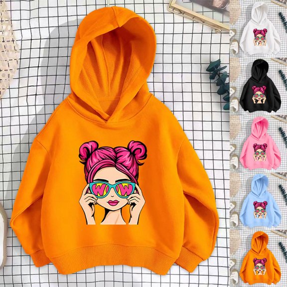 Asxite Toddler Girls Tops Long Sleeve Print Hoodie Casual Loose Fall Winter