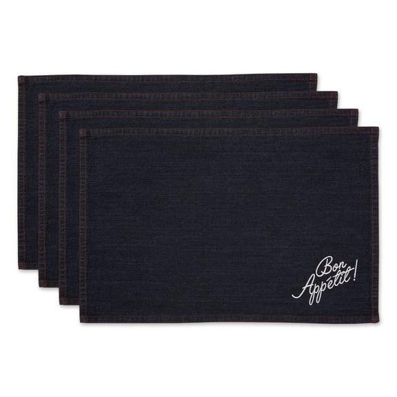 Bon Appetit Denim Embroidered Placemat (Set of 4)