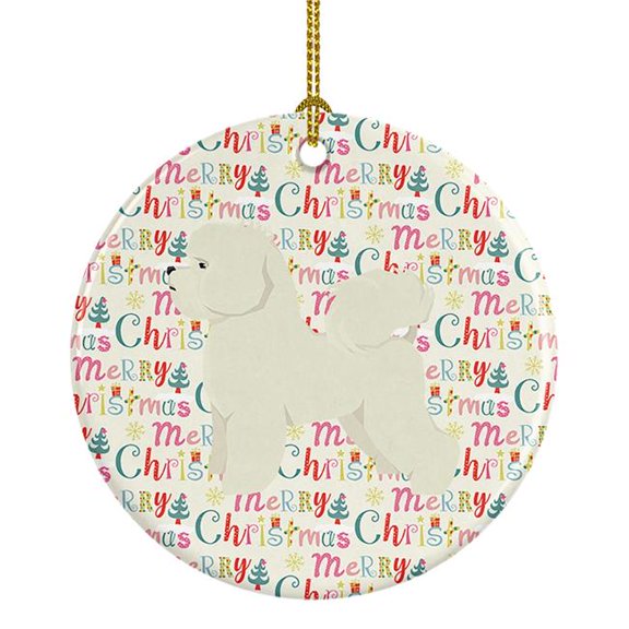 Bichon Frise Merry Christmas Ceramic Ornament 2.8 in x 2.8 in