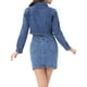 thumbnail image 3 of CHAQUETA DE JEANS CASUAL INSPIRADA CHIC PARA MUJER CON CUELLO, BOTONES Y MANGAS LARGAS, CROP, TAMAÑO M, AZUL, 3 of 6