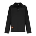thumbnail image 4 of Vivianyn HD Women's Denim Patchwork Henley Top, Long Sleeve Casual Button Down Blouse,Black,Size S-XXL, 4 of 7
