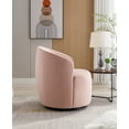 thumbnail image 4 of 360 Degree Swivel Barrel Accent Chairs with Wraparound Backrest, Round Armchairs with Upholstered & Black Metal Base, Velvet Fabric Chair for Living Room, Bedroom & Office, Pink, 4 of 7
